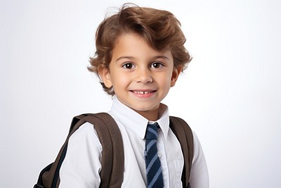 Children boy cheerful portrait backpack. 