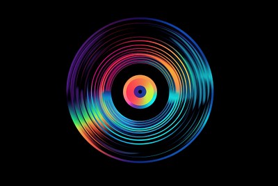 Vinyl record pattern spiral illuminated. 