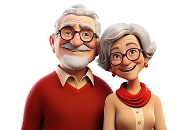 Senior couple portrait glasses cartoon. | Premium Photo Illustration ...