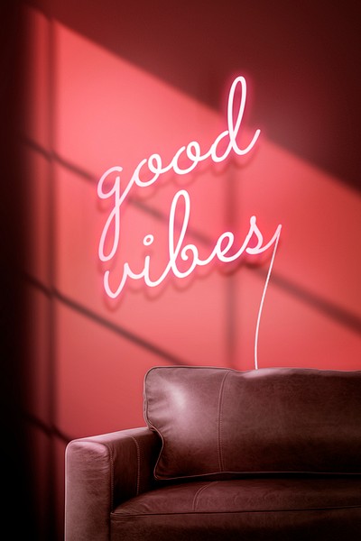 Good vibes neon sign mockup | Premium PSD Mockup - rawpixel