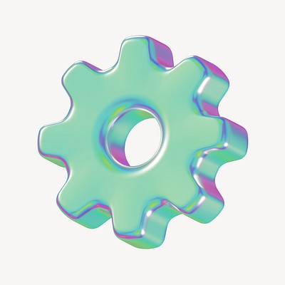 Green gear 3D element, digital remix