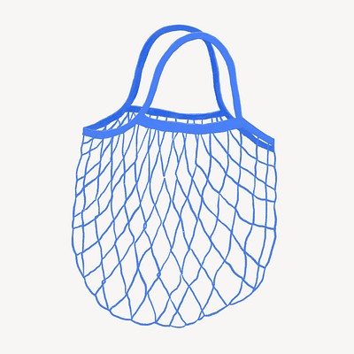 Blue mesh grocery bag illustration