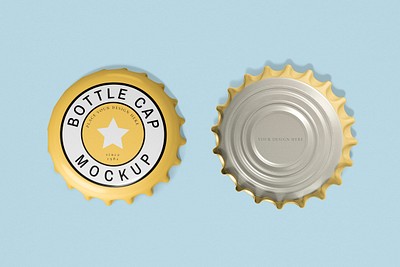 Bottle cap mockup psd, beverage product branding