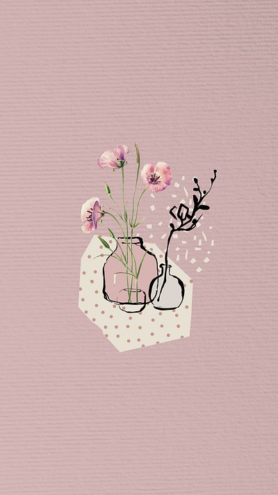Pink flower vase mobile wallpaper | Premium Photo Illustration - rawpixel