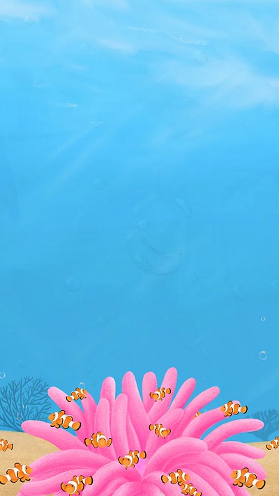 Clownfish anemone iPhone wallpaper background | Premium Photo