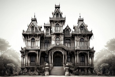 Haunted mansion architecture building outdoors. AI generated Image by rawpixel.