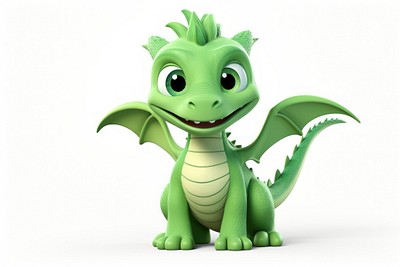 Green dragon cute toy representation. 