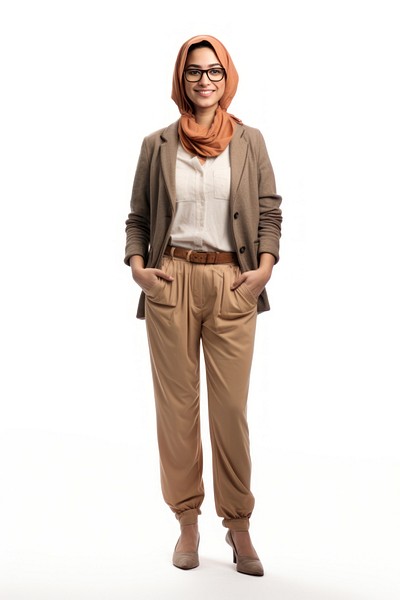 Female adult standing jacket khaki. 