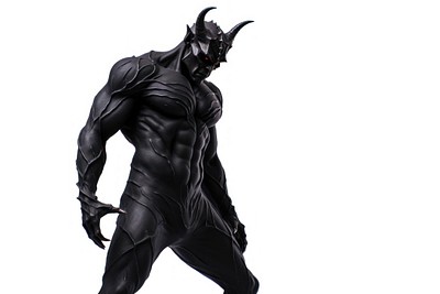 Black demon devil white background representation bodybuilder. 