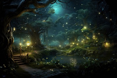 Magical forest night outdoors fantasy. | Premium Photo - rawpixel