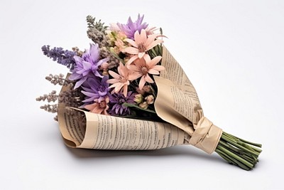 Flower bouquet plant paper white background. 