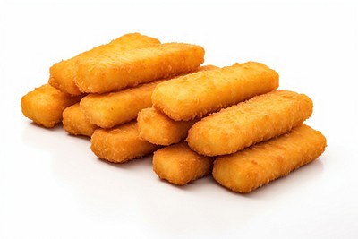 Fish sticks food white background croquette. 