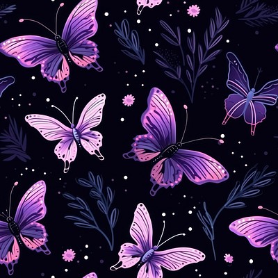 Purple night butterfly pattern petal plant. 