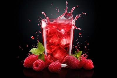 Berry soda 3d animation realistic raspberry cocktail fruit. 