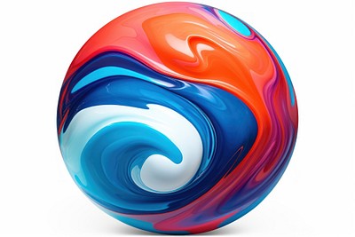 Fluid round abstract shape sphere ball white background. 