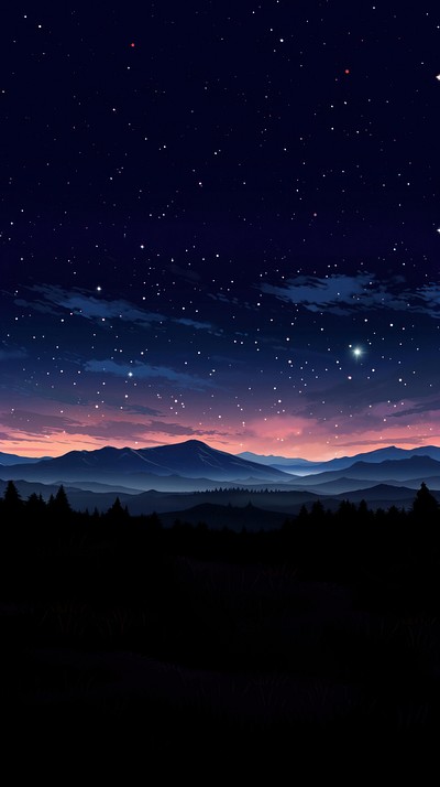 Midnight sky landscape outdoors horizon | Premium Photo Illustration ...