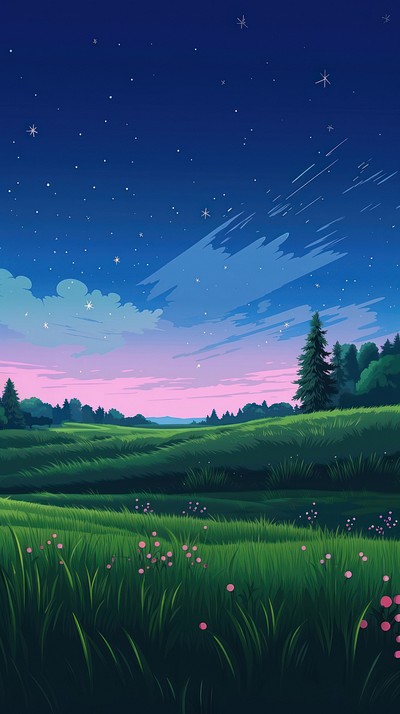 Shooting star landscape meadow grassland | Premium Photo Illustration ...