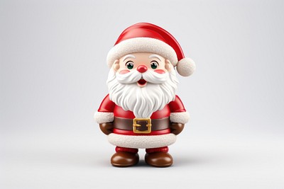 Cute santa claus doll figurine white background anthropomorphic. 