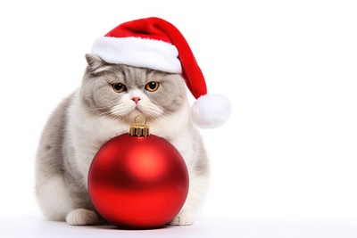 A chubby cat christmas mammal animal. 