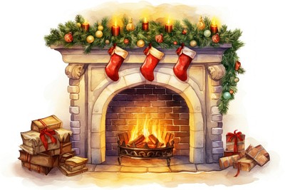 Fireplace christmas hearth architecture. AI generated Image by rawpixel.