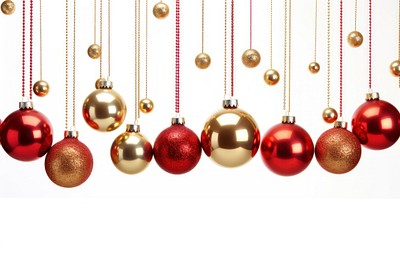 Christmas ball gold red white background. 