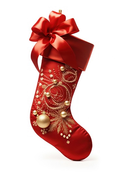 Christmas stocking gift white background celebration. 