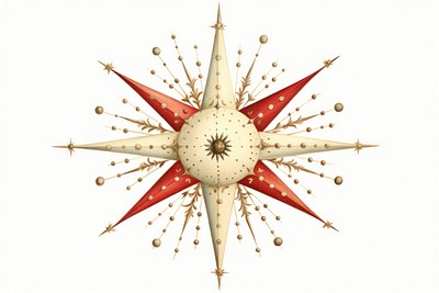 Christmas star white background echinoderm chandelier. 