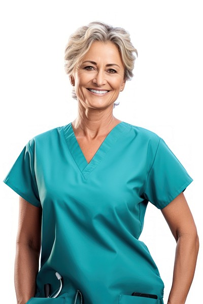 Mature female doctor portrait adult nurse. 