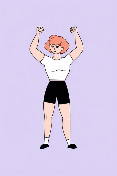 Woman flexing muscle cartoon flexing muscles weightlifting. 