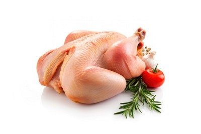 Whole raw chicken animal meat food. 