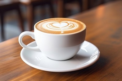 Coffee cup latte drink table. 