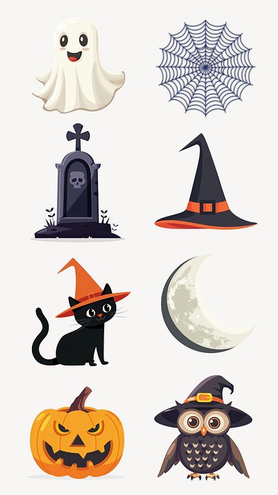 Halloween cartoon design element set