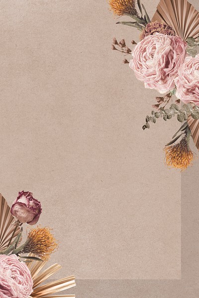 Vintage flower border, beige background, | Premium Photo - rawpixel