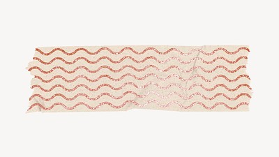 Washi tape collage element, pink wave pattern design vector