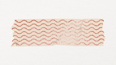 Washi tape collage element, pink wave pattern design psd