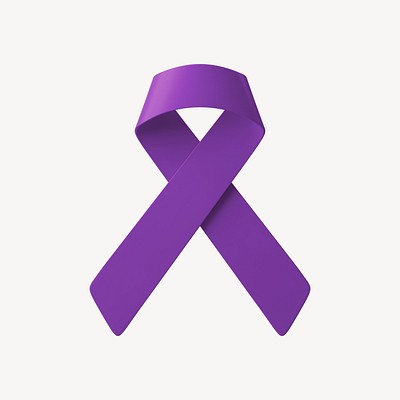 Premium PSD  3d ribbon in purple and teal color for awareness and