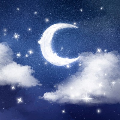 Moon Wallpaper 4K, Surreal, Night sky, Stars, light