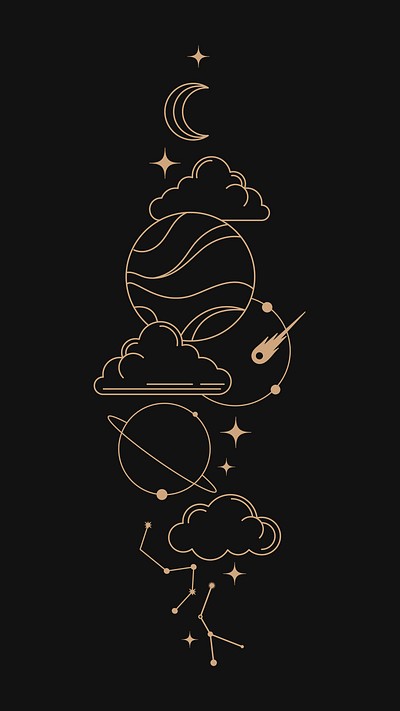 Mystic celestial phone wallpaper, black | Premium Vector - rawpixel