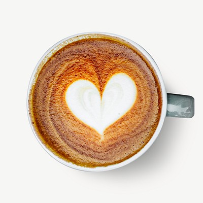 Sticker Latte Cup with Heart Design. 