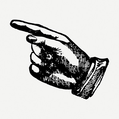 Vintage pointing hand gesture clipart | Free PSD - rawpixel