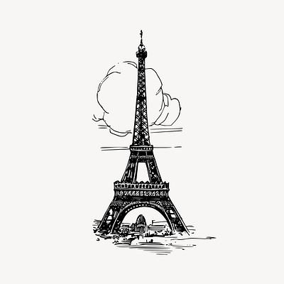 Paris Eiffel Tower drawing sticker, | Free Vector - rawpixel