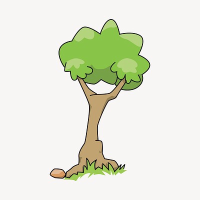 Cartoon tree clipart, nature illustration.