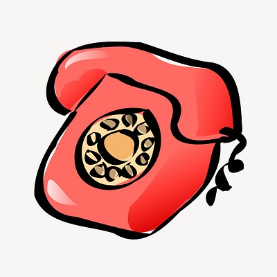 Red Telephone Doodle, Illustration Vector. 