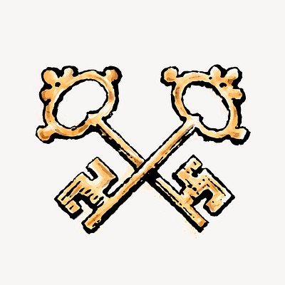 two crossed gold-colored antique keys' Sticker