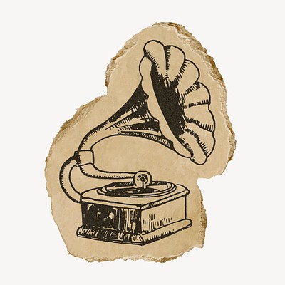 Hand drawn gramophone sketch Music nostalgia symbol Vintage vector  illustration Isolated on black background tasmeemMEcom