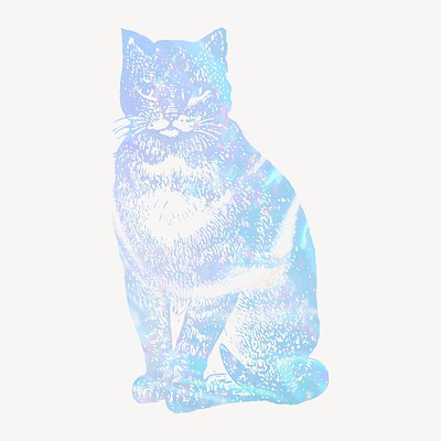 Cat holographic clipart, animal aesthetic | Free Vector Illustration ...