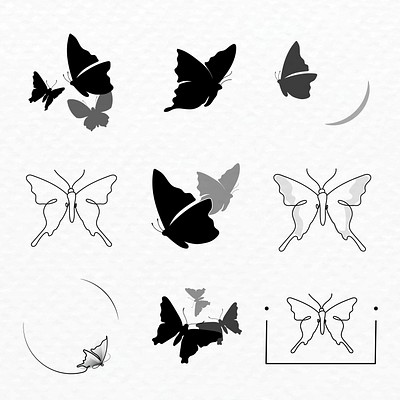 Royalty-Free Vector Clip Art Illustration of a Black And White Butterfly  Logo - 15 by elena #1051264