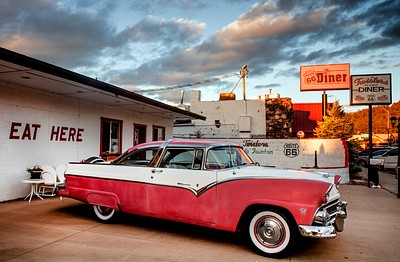 Vintage auto — and restaurant | Free Photo - rawpixel