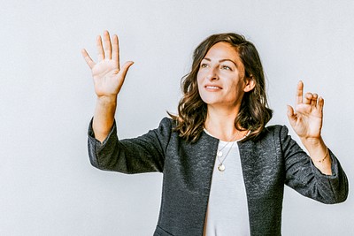 Woman Touching A Screen With Her Premium Photo Rawpixel