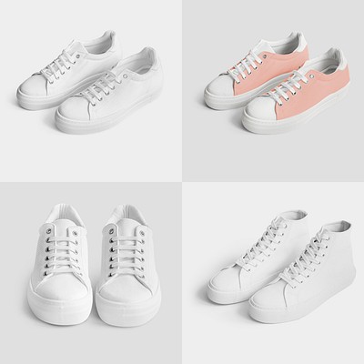 Women&#39;s canvas sneakers mockup collection 